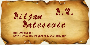 Miljan Malešević vizit kartica